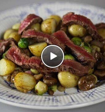 Spruitjesroerbak met krieltjes en kastanjes