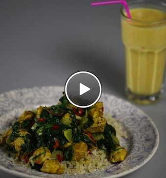 Kipcurry met Mango lassi