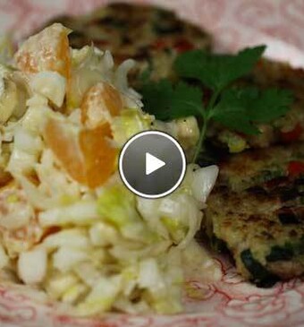 Rijstkoekjes en witlofsalade met banaan