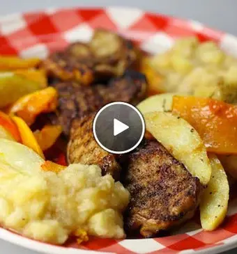 Gegrilde kip met aardappelwedges en zelfgemaakte appelmoes