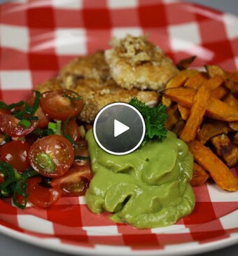 Kalkoen met sesamkorst en zoete aardappel