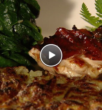 Polderhoen met spinazie en aardappel rosti