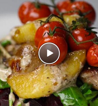 Salade van kwartel, morille dressing