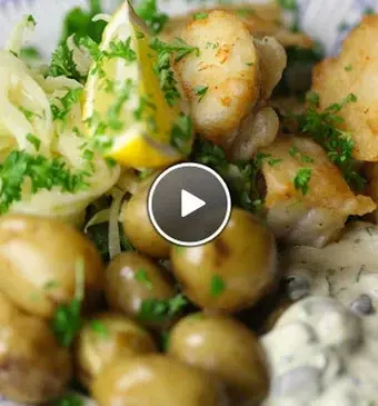 Kibbeling met saus en venkelsalade