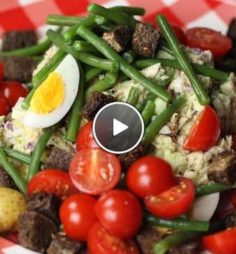 Krieltjes met tonijnsalade en haricots verts