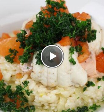 Gevulde tongschar met tomaat en venkelrisotto