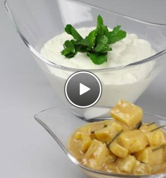 Gemarineerde ananas met vanillehangop