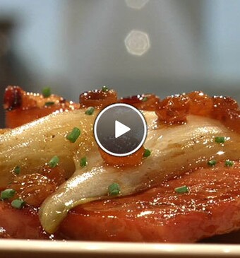 Gesmoorde ham met witlof