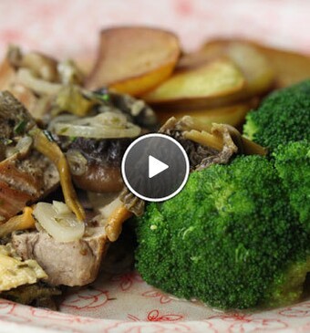 Varkenshaas met paddenstoelen