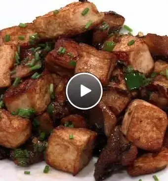 Tofu met bosui en shii-takes