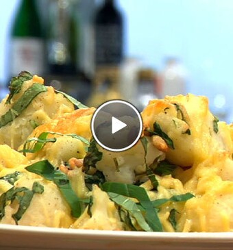 Gegratineerde bloemkool met basilicum en pijnboompitten