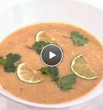 Prei en limoensoep met kokosmelk