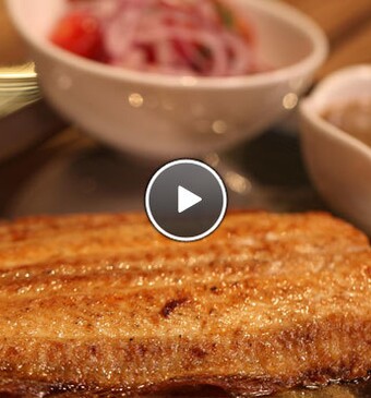 Zeetong met citroenboter, aardappelgratin en salade