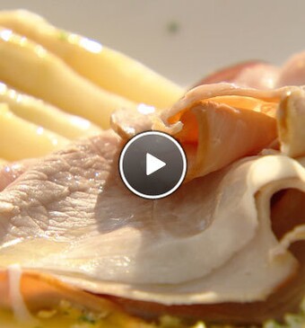 Asperge Flamande (klassieke asperges) met beenham