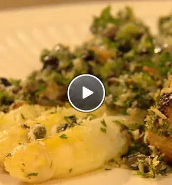 Asperge met kruidenkorst en lamsgehakt