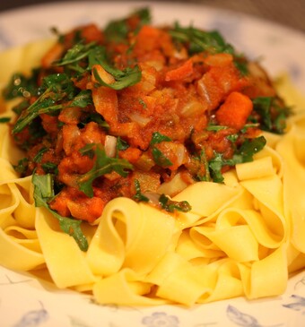 Pappardelle met venkel en worst