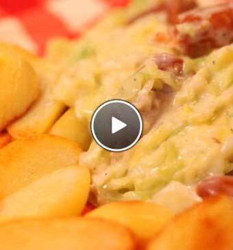 Romige spitskool met pittige worst