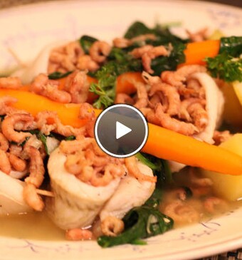 Scholfilet met garnalen