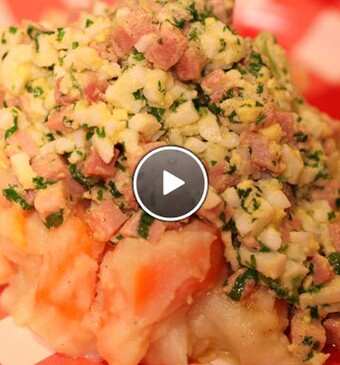 Lentepuree met asperges en ham-eisaus