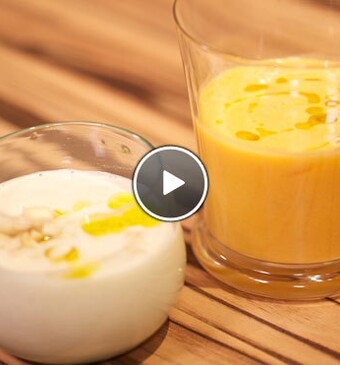 Ajo blanco met abrikozen & tomaat-wortelgazpacho