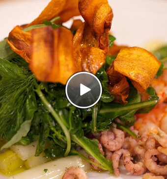 Gemarineerde asperges met garnalen en gamba’s