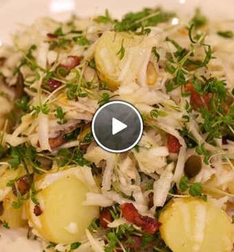 Salade van knolselderij, krieltjes en tuinkers