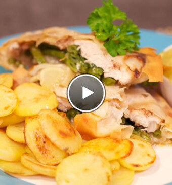 Kip in een krokant jasje met rabarber