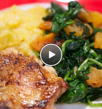 Pompoenstamp met abrikozenspinazie