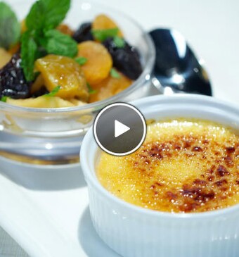 Crème brûlée van lavendel met tutti frutti van oma