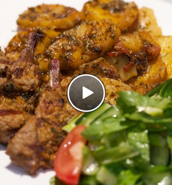 Aardappeltajine en lamskoteletjes met chermoula