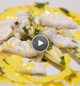 Zeeduivel met schuimige saffraansaus