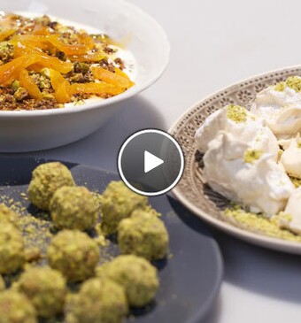 Pistache meringue, yoghurt en vijgentruffel