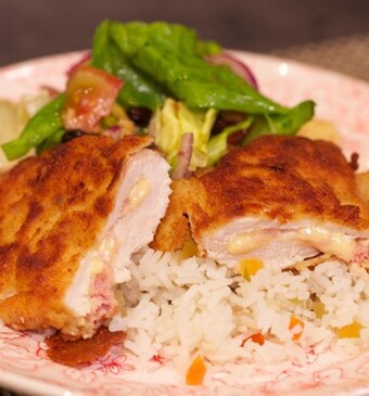 Hawaiiaanse cordon bleu met ananassalade