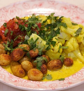 Kabeljauwcurry met tomatenchutney