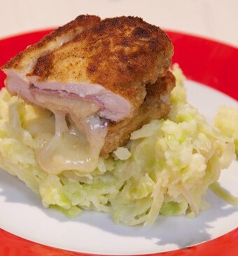 Zwitserse spitskoolstamppot met cordon bleu