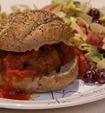 Spicy meatball sandwich