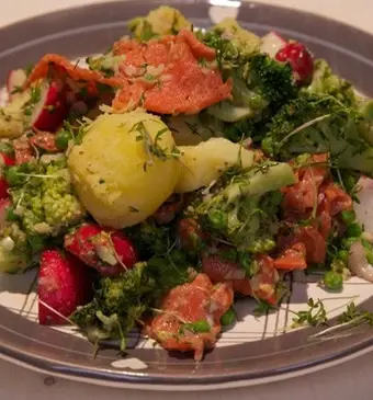 Frisse aardappel-zalmsalade