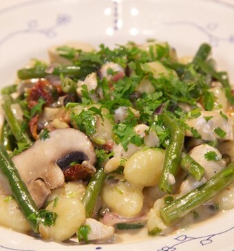 Gnocchi met portobello en blauwe kaas