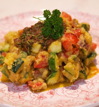 Spaanse courgettestamppot met chorizo