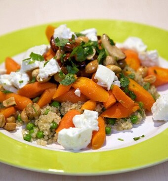 Quinoa met sinaasappel-komijnwortels