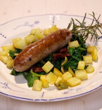 Rozemarijnworstjes met spinazie