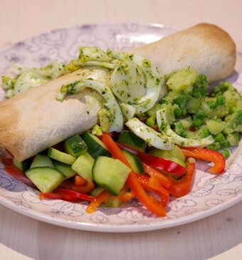 Doperwtenwraps met verse kruiden