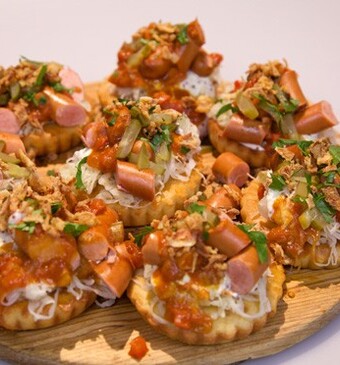 Hartige hotdog-gebakjes