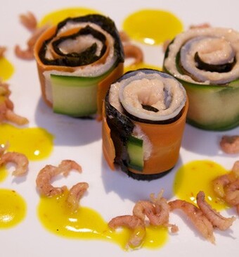 Rouleau van gerookte heilbot