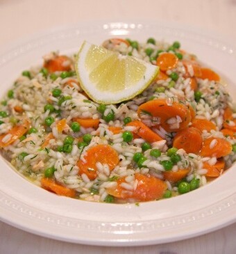 Zijdezachte zalmrisotto