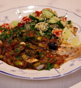 Sliptong uit de oven met bulgursalade