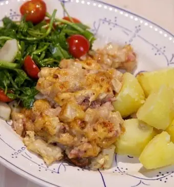 Romige knolselderij met komijnekaas uit de oven