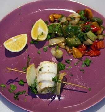 Involtini di pesce piatto con peperoni (rolletjes van vis met paprika’s)
