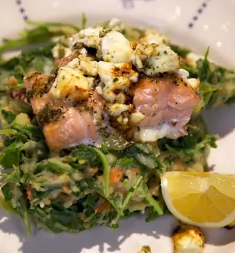 Raapstelenstamppot met Provençaalse zalm