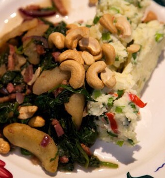 Spinazie met appel en spekjes